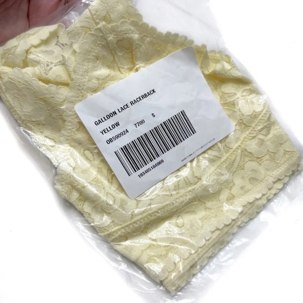 Free People Gallon Racerback Yellow Lace Bralette Size Small